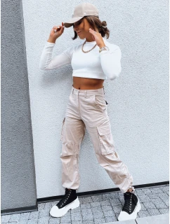 SHIMMERING dámské padákové kalhoty světle béžové FashionStreet UY1674