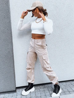 SHIMMERING dámské padákové kalhoty světle béžové FashionStreet UY1674