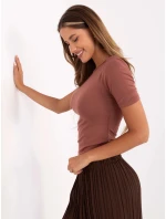 Hnědé dámské tričko přes jedno rameno (190101)