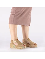 Dámské sandály na podpatku béžové Rieker 69472-60