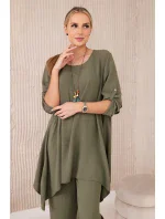 Sada halenky + kalhot s přívěskem khaki Sada halenky + kalhot s přívěskem khaki