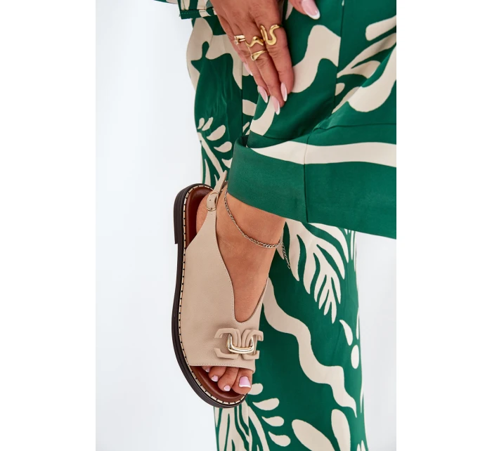 Sandály Na Ploché Podpatky S Dekorací Eko Kůže Béžové model 21685875 - Boto Sandály Na Ploché Podpatky S Dekorací Eko Kůže Béžové model 21685875 - Boto