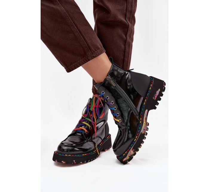 Dámské lakované kožené botky Artiker – černé Dámské lakované kožené botky Artiker – černé