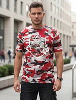 Klasické pánské tričko v kamuflážovém vzoru s červeno-bílým potiskem FashionStreet NX2003R