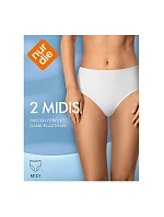 Dámské kalhotky vysokého střihu 2 ks NUR DIE COTTON MIDISLIP 2x - NUR DIE - bílá