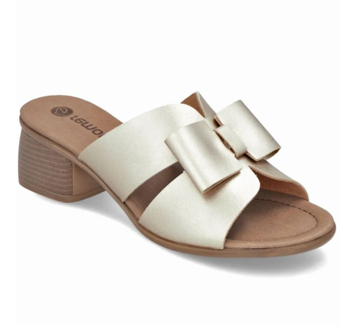 Dámské zlaté kožené žabky Remonte R8759-90