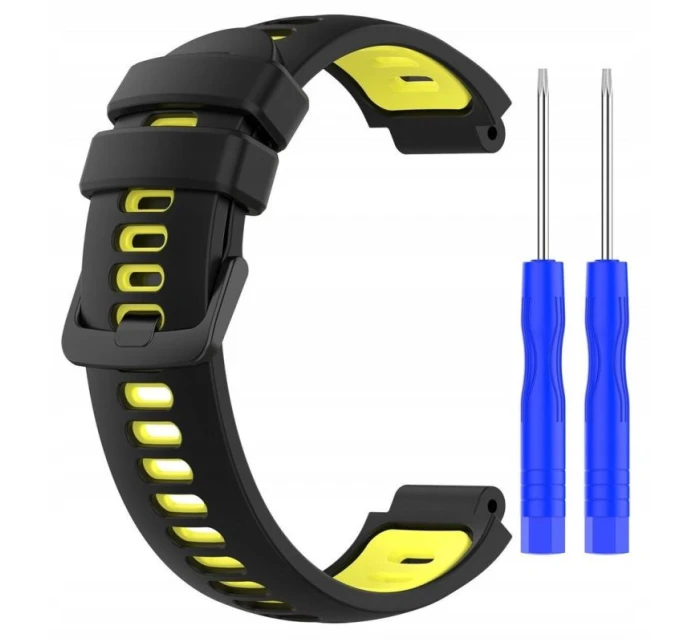 Silikonový řemínek pro Garmin G02 - černožlutý Silikonový řemínek pro Garmin G02 - černožlutý