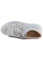 Dámské kožené polobotky na podpatku šedé model 22021895 - VINCEZA