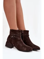 Dámské boty z přírodního semiše na klínu zateplené model 21715526 čokoládové - D&A