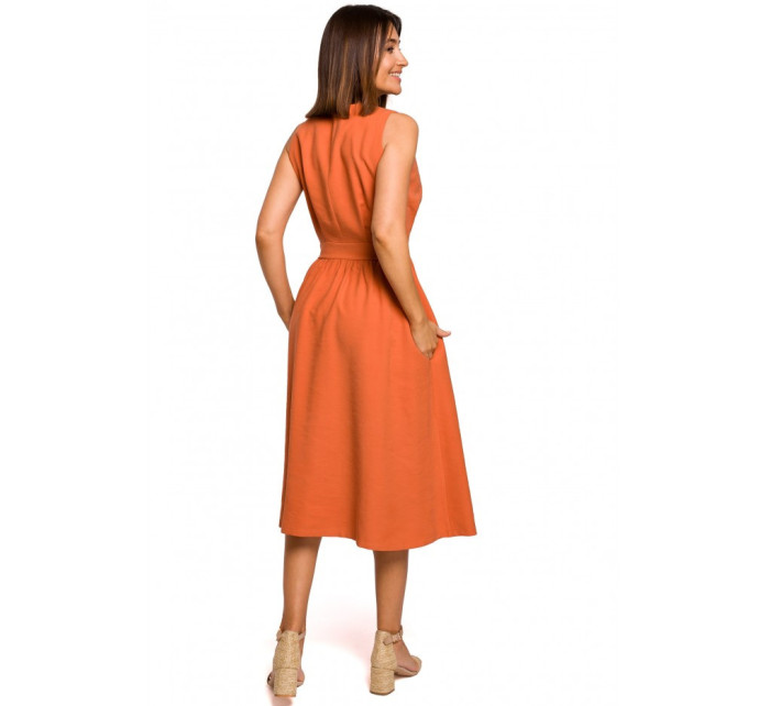 S224 Jedlové šaty bez rukávů - oranžové
