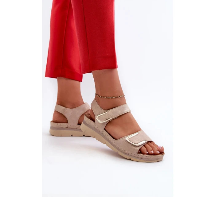 Pohodlné dámské sandály na suchý zip, béžová Iphiope