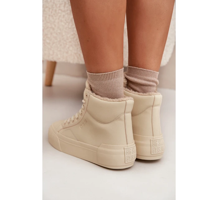 Dámské zateplené tenisky na platformě Big Star – béžové Dámské zateplené tenisky na platformě Big Star – béžové