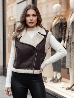Dámská semišová vesta s ovčí kůží WOOLZIP hnědá FashionStreet TY4746z Dámská semišová vesta s ovčí kůží WOOLZIP hnědá FashionStreet TY4746z