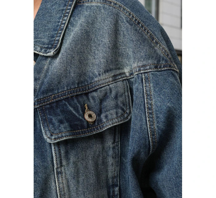 Dámská krátká džínová bunda klasického střihu modrá FashionStreet TY5632