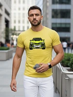 Pánské tričko s potiskem auta žluté FashionStreet NX5015R