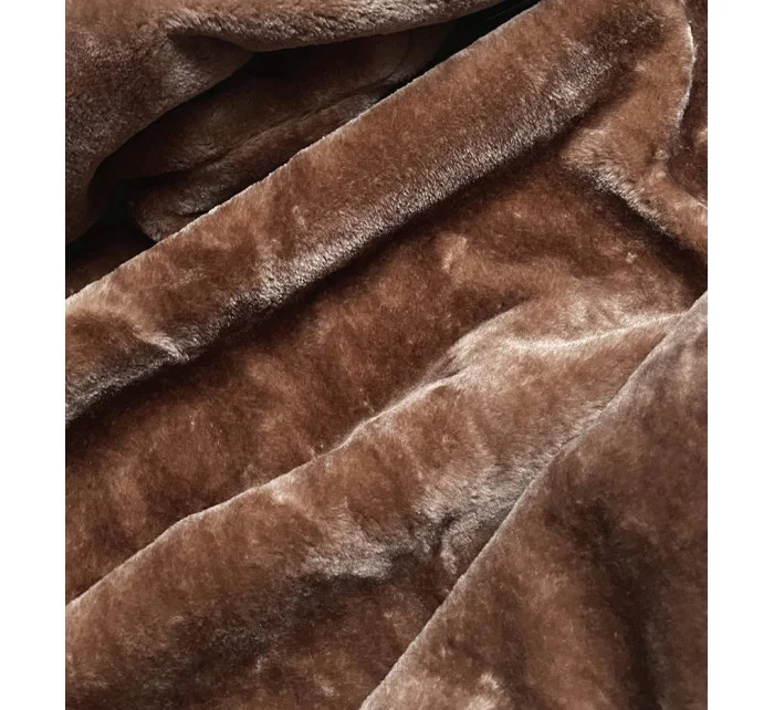 Dámská bunda v karamelové barvě s kožešinovou podšívkou model 21345406 - S'WEST Dámská bunda v karamelové barvě s kožešinovou podšívkou model 21345406 - S'WEST