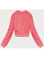 Tenká krátká dámská tepláková mikina v korálové barvě model 18378933 - J.STYLE