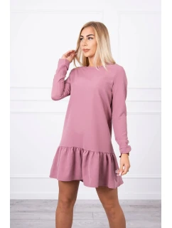 Šaty s volánem tmavě růžové