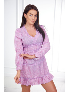 Šaty s ozdobnými volánky fialové