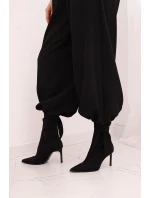 Dámské kalhoty s širokou nohavicí a zavazováním dole černé Dámské kalhoty s širokou nohavicí a zavazováním dole černé