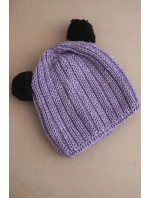 Dámská zimní čepice vlněná s bambulí K433 fialová Dámská zimní čepice vlněná s bambulí K433 fialová