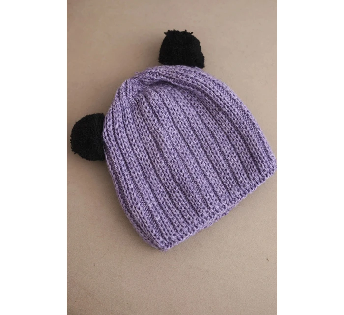 Dámská zimní čepice vlněná s bambulí K433 fialová Dámská zimní čepice vlněná s bambulí K433 fialová