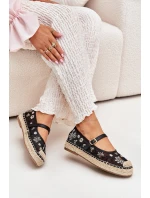 Síťované espadrilky s výšivkou na platformě černé model 21700046 - Boto Síťované espadrilky s výšivkou na platformě černé model 21700046 - Boto