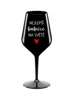 NEJLEPŠÍ BABIČCE NA SVĚTĚ - černá nerozbitná sklenice na víno 470 ml