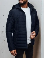 Pánská přechodná prošívaná bunda s kapucí tmavě modrá FashionStreet TX5008