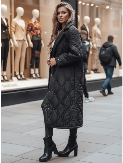 Dámský prošívaný dlouhý kabát TRENDIFY černý FashionStreet TY4378z