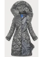 Šedá dlouhá dámská prošívaná bunda (ag1-j9082) Šedá dlouhá dámská prošívaná bunda (ag1-j9082)
