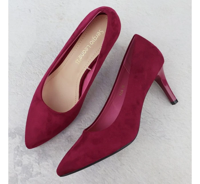 Dámské semišové lodičky na jehlovém podpatku fuchsiové barvy Sergio model 21905065 - LEONE Dámské semišové lodičky na jehlovém podpatku fuchsiové barvy Sergio model 21905065 - LEONE