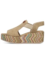 Dámské sandály na podpatku béžové Rieker 69472-60