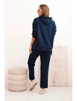 Komplet dámský máslový mikina s kapucí a kalhoty s páskem modrý Komplet dámský máslový mikina s kapucí a kalhoty s páskem modrý