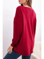 Dámský svetr s delším zadním dílem a bordó model 21731264 - K-Fashion Dámský svetr s delším zadním dílem a bordó model 21731264 - K-Fashion