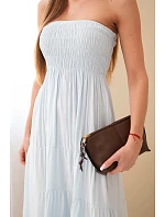 Dámské viskózové šaty s elastickým model 22040132 modrá - K-Fashion