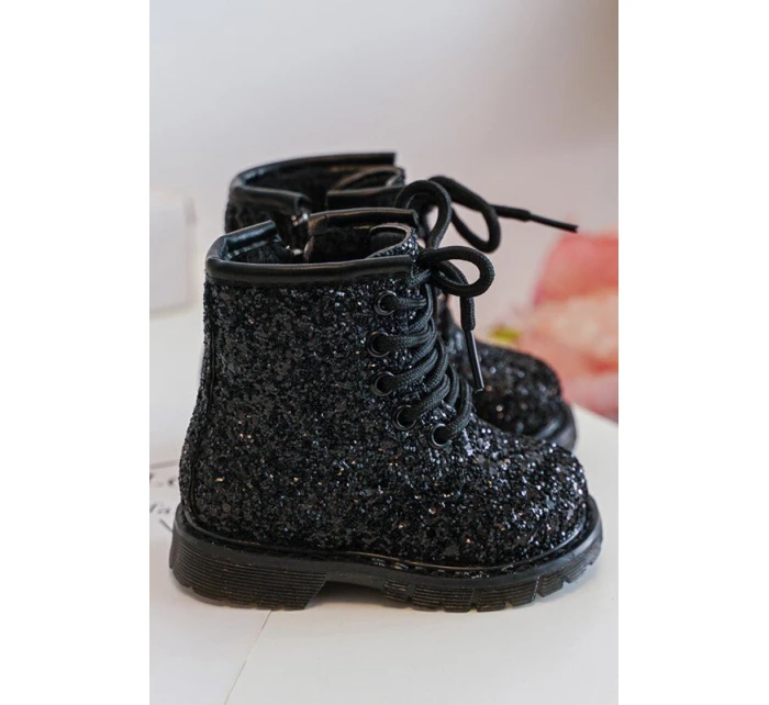 Dětské Brokatové Botky Oceněné Se Zipem Černé Saussa Dětské Brokatové Botky Oceněné Se Zipem Černé Saussa