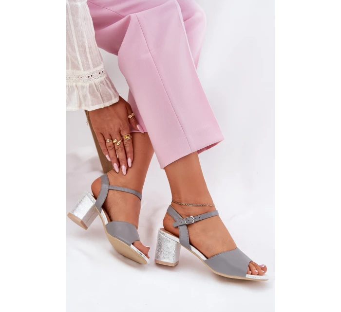 Dámské sandály na podpatku Vinceza 20275 šedé