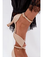 Dámské sandály na podpatku béžové model 22220771 - Zazoo Dámské sandály na podpatku béžové model 22220771 - Zazoo