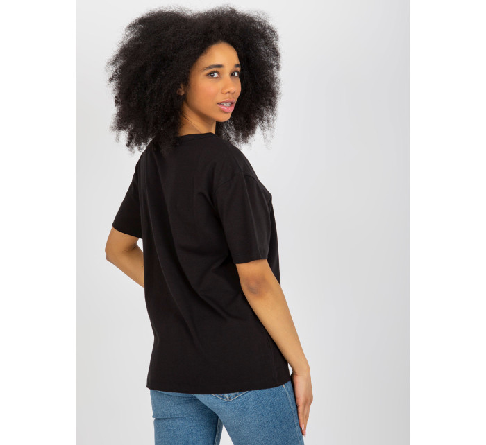 Černé dámské tričko s flitrovou aplikací