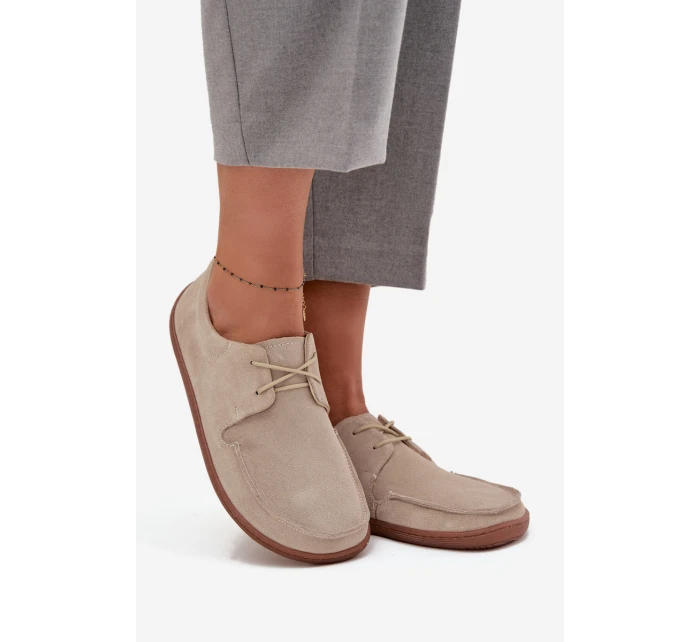 Dámské polobotky typu barefoot z přírodního semiše Zazoo – světle béžové