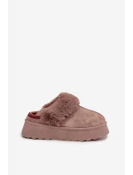 Dámské sněhule Querina na platformě s kožešinou a výšivkou – tmavě béžové