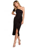 Dámské šaty na jedno rameno K146 černé - Makover