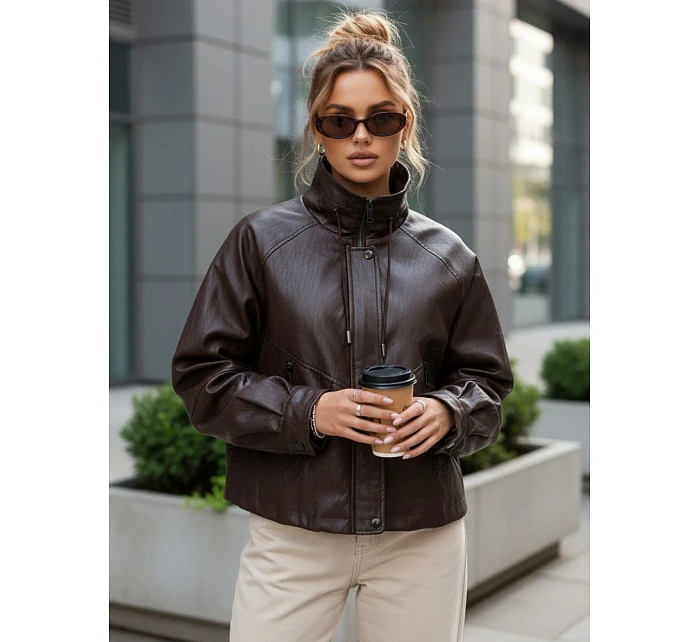 Kurtka damska skórzana oversize brązowa model 22084536 - FashionStreet