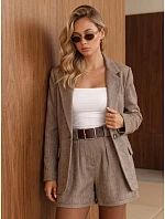 Dámská bunda s kostkovaným vzorem, béžová, FashionStreet PY0154