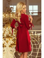 Dámské šaty v bordó barvě s mašlemi model 6291446