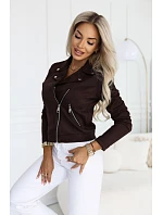 Semišová bunda ve stylu s dlouhými rukávy a zipy – čokoládová model 22297220 - numoco basic