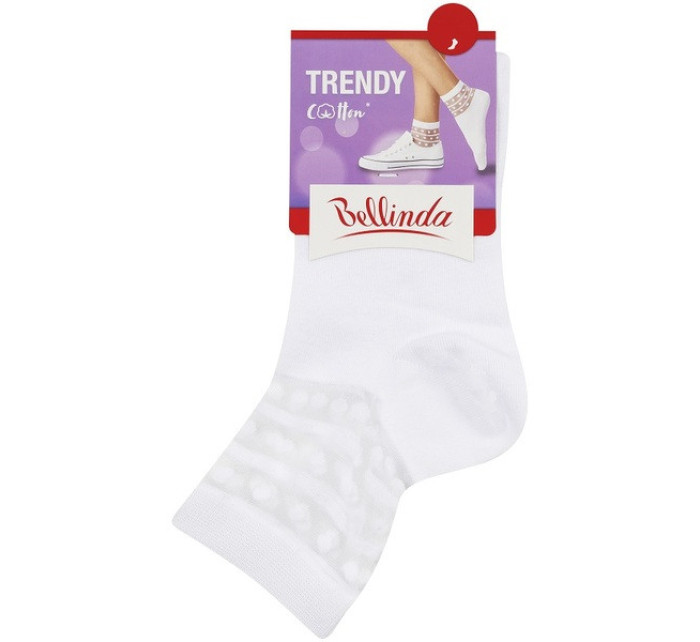 Dámské ponožky s ozdobným lemem TRENDY COTTON SOCKS - BELLINDA - bílá
