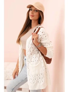 Dámský model 21310052 kardigan s kapsami ecru - K-Fashion