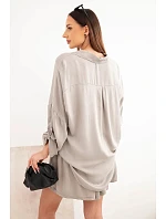 Dámský viskózový komplet košile s knoflíky a volné kraťasy fango